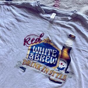 Penny Forevee side split  tee shirt circle hem red white brew drink in style XL